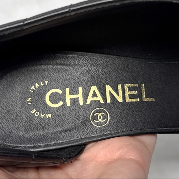 CHANEL Quilted Leather Open Toe D'orsay Side Cut Out Ankle Bootie Heels Black 37 - Picture 9 of 16